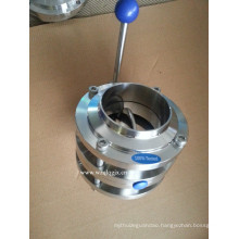 Stainless Steel Sanitary Flanged End 3 Piece Butterfly Valve